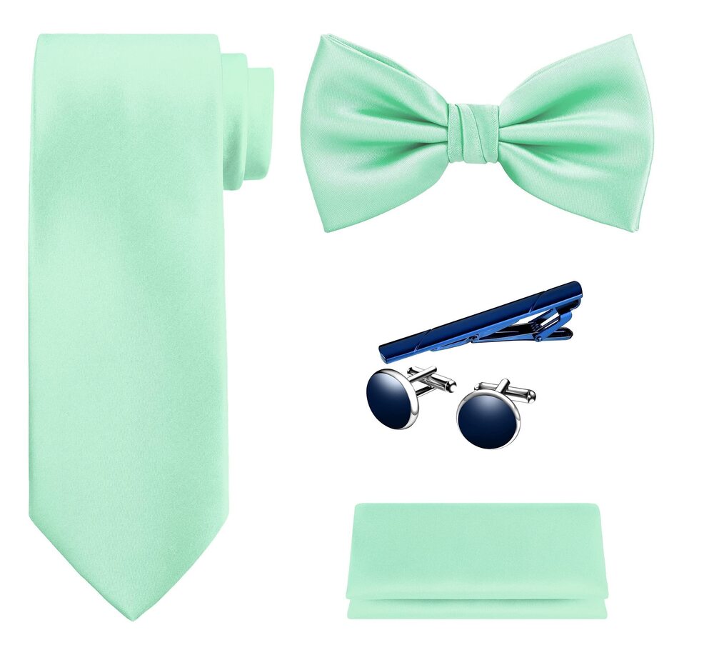 8115 TIE G 5pcs Tie Set in Premium Gift Box : Solid Color Necktie, Satin